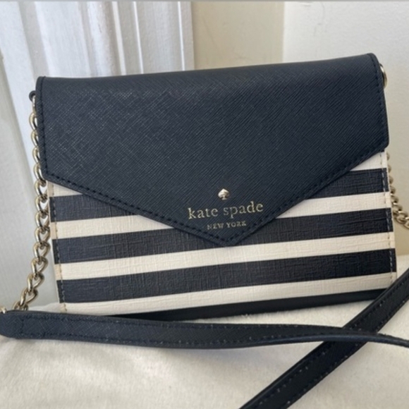 kate spade Handbags - Kate Spade STORYBOOK Navy and White Striped Crossbody Bag